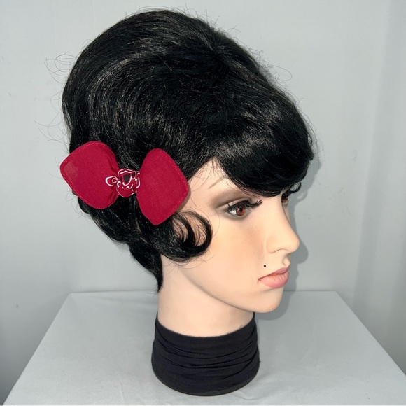 Deep Red Paisley Rockabilly Bandana Knotted Hair Bow - Picture 3 of 11